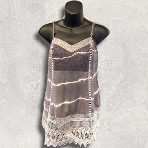 Lorimer NYC pretty lace Indie adj straps top rayon cotton detail XS grey